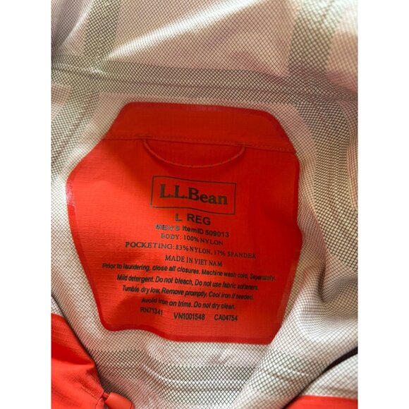 LL Bean Mens Size Large Tek Hooded Water Wind Resistant Full Zip Orange - Picture 7 of 7